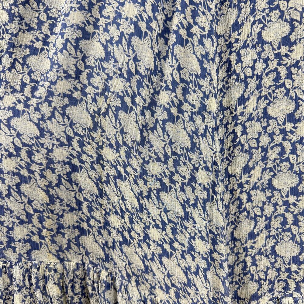 Doen | Antoinette Floral Silk Chiffon Maxi Dress in Porcelain Blue Tea Floral XS - Picture 14 of 16